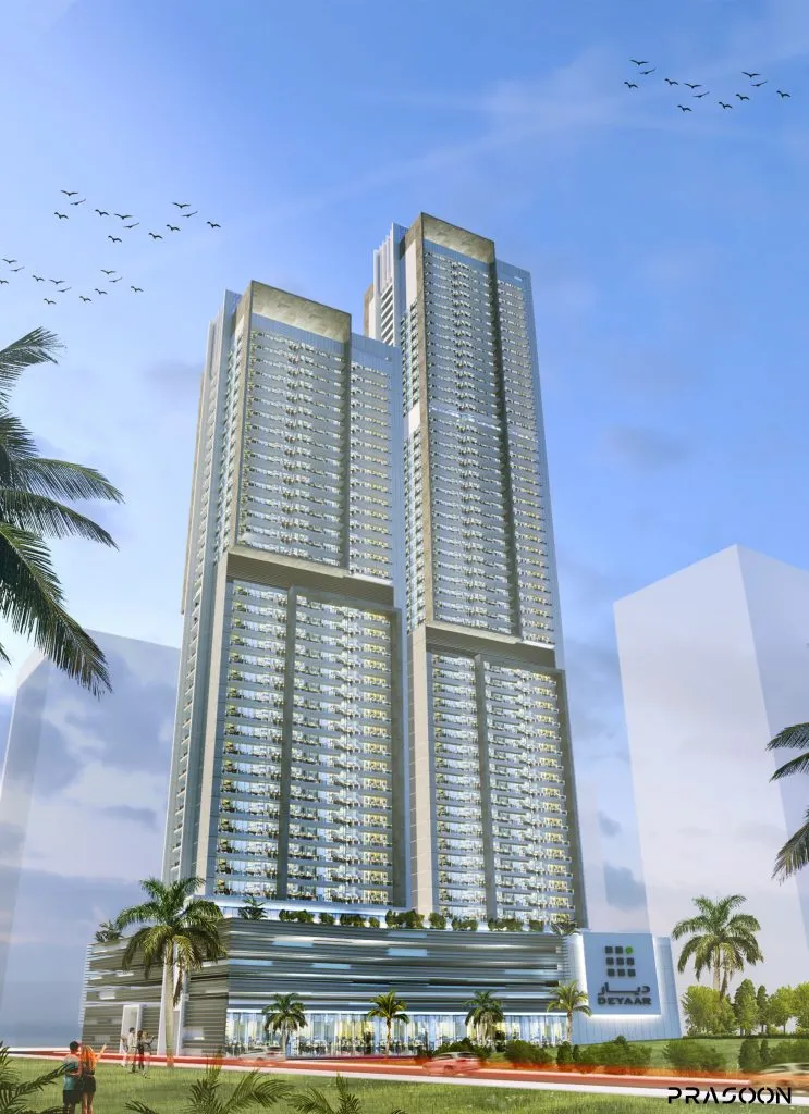 Residential towers at Downtown Jebel Ali, Dubai